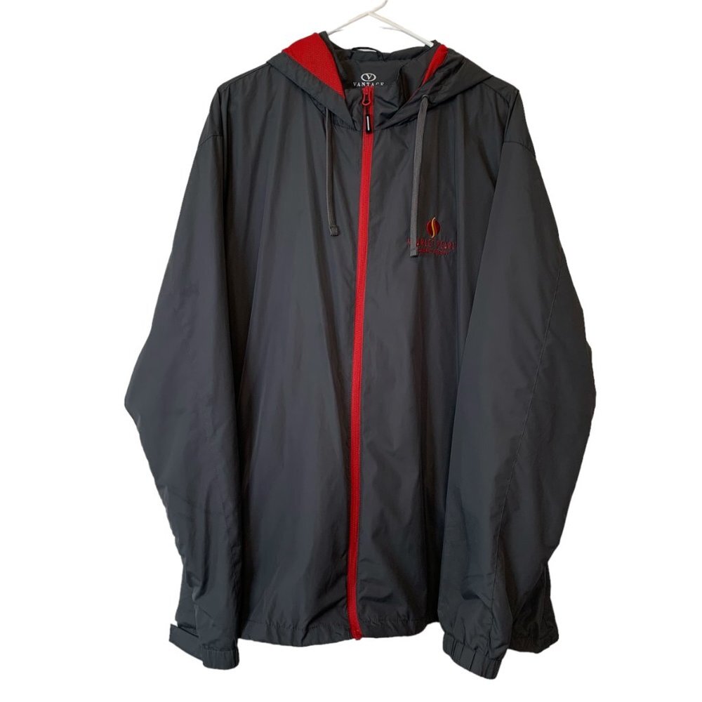 Vantage Windbreaker Unisex Adult XL "Scarlet Pearl" Monogram Hooded Gray/Red